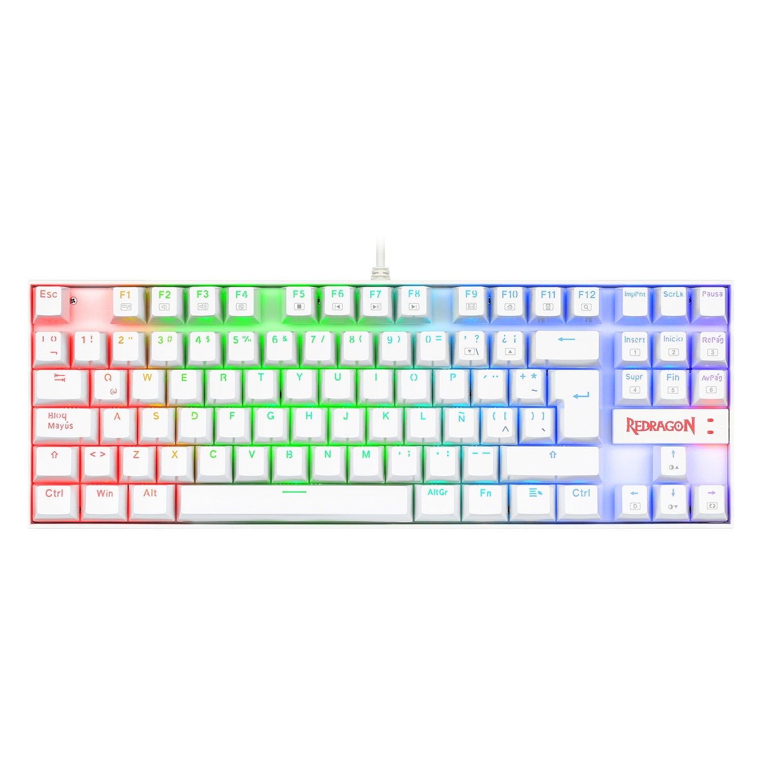 Teclado Mecánico Redragon Kumara White RGB Red Switch - Teclado Mecánico Redragon Kumara White RGB Red Switch -